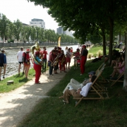 La fanfare Prise de bec à la Régate des poissons - REC Aviron - Rennes, Juillet 2013